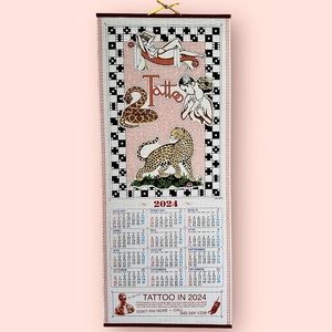2024 Calendar Wall Art Scroll made by Alex Holland tattoo Asian inspired
